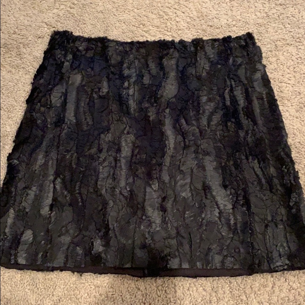 Faux fur black mini skirt